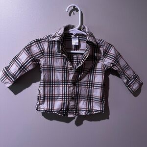 Plaid Button-Up Shirt - Cream & Brown  infant Shirt